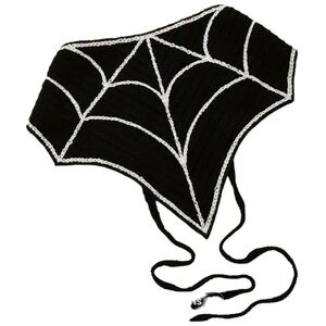 Crocheted spider web head scarf